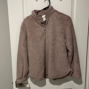 H&M teddy sweater with zip. Pink mauve